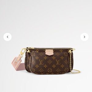 Louis Vuitton Brown Monogram Crossbody Bag with Pink Strap